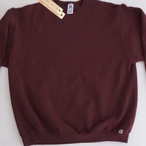 Vintage '90S Russell Athletic Maroon Blank Cotton Crewneck Sweater 2XL